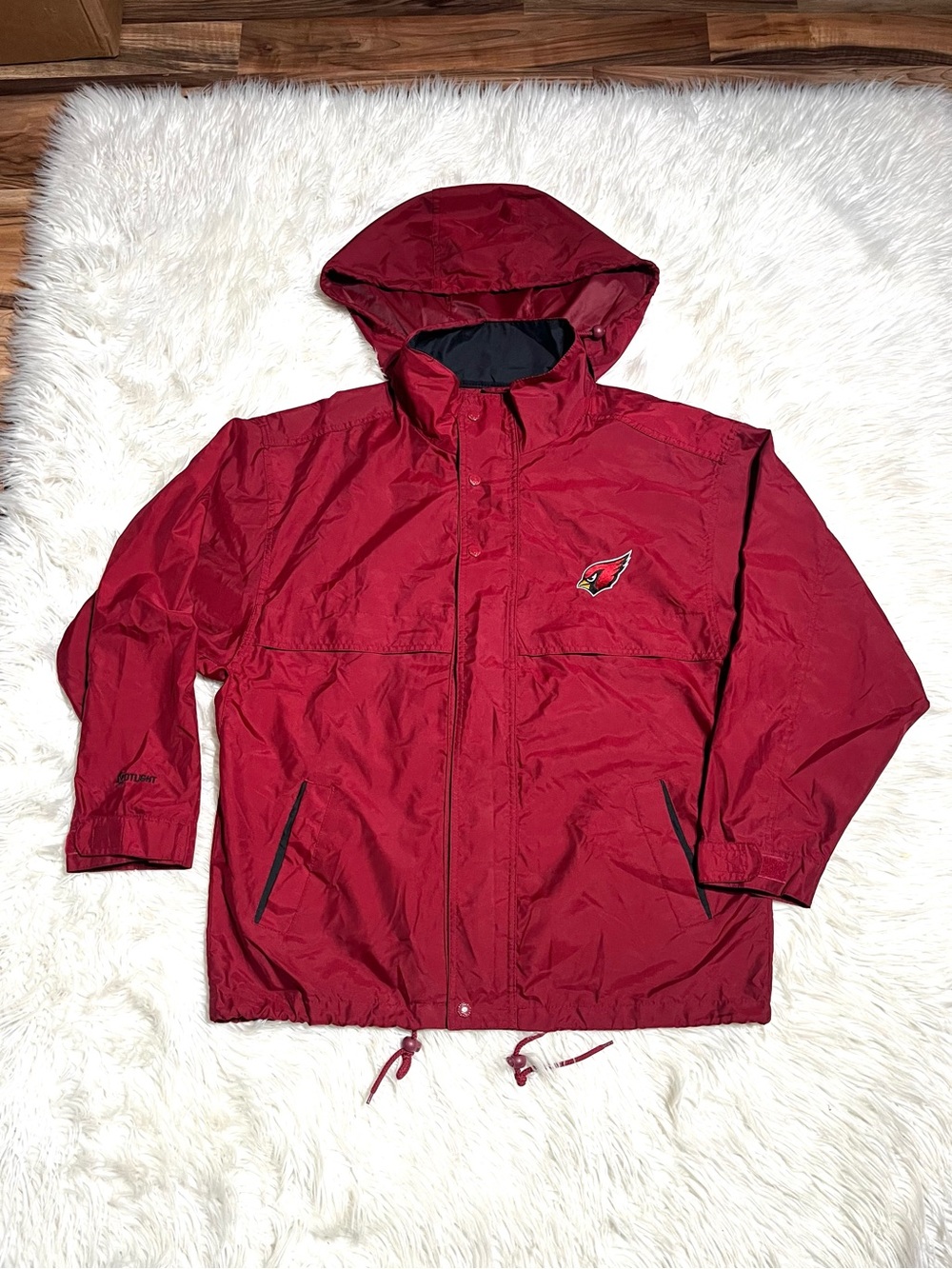 VTG Arizona Cardinals NFL Spotlight Football Windbreaker Jacket with Hidden Hood